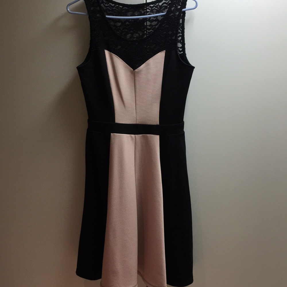Pink and black, partially lace dress